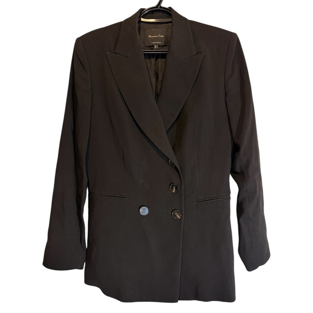 Massimo Dutti Black Tailored Blazer Made in Portugal size 8